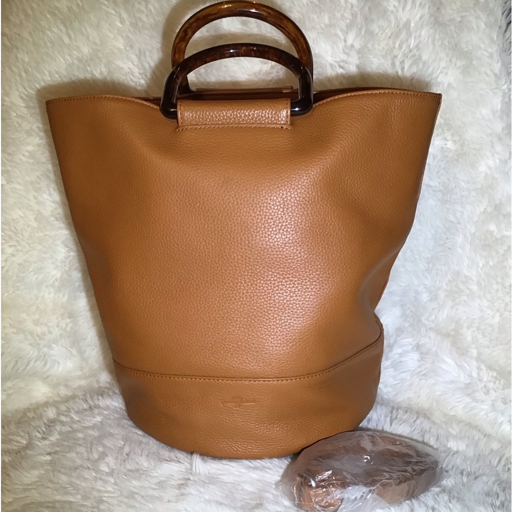 7 for all mankind womens brown leather bucket bag